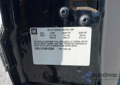 2002 Cadillac Eldorado Esc from USA, damaged, VIN 1G6EL12Y52B105388